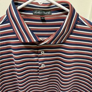 Southern Point Co. Men's Striped Polo Shirt - Navy, Red, and White